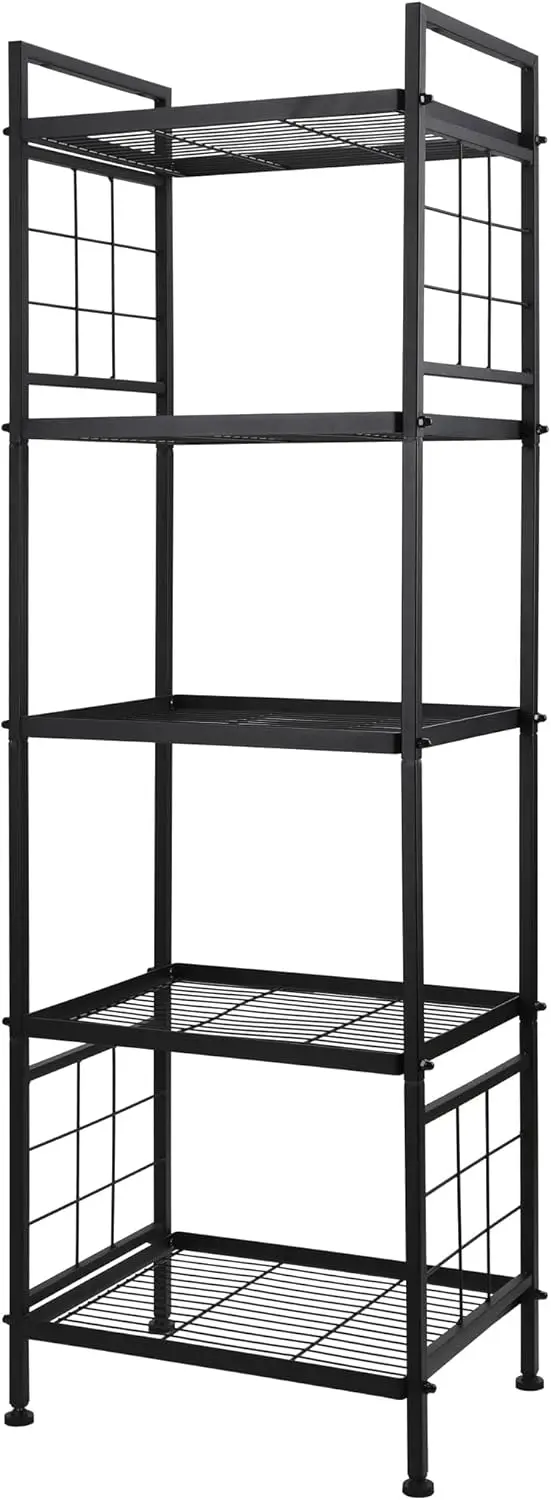 5-Wire Standing Storage Shelves, Metal Shelving Unit Pantry Rack for Laundry Kitchen Bathroom Organizer(Black)