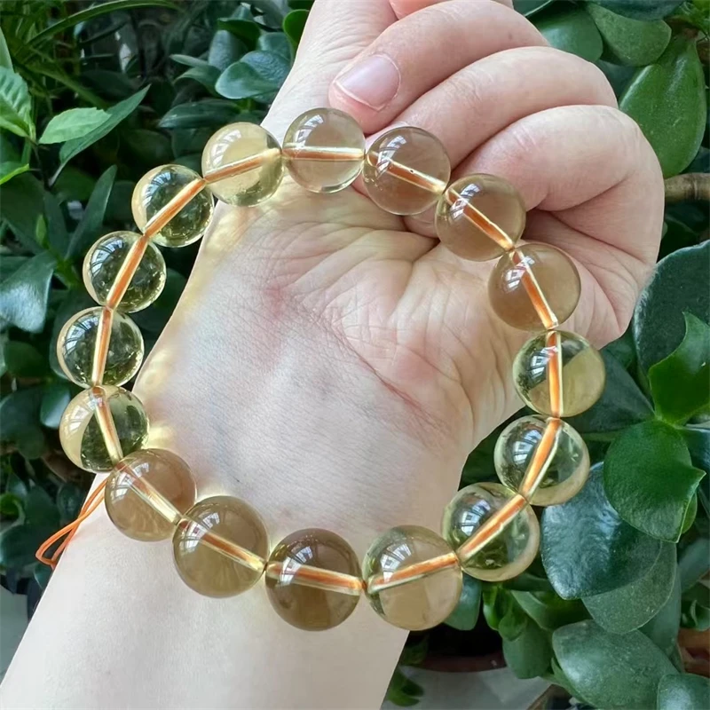 

13MM Natural Citrine Quartz Bracelet Crystal Fashion Bangles Women Healing DIY for Girls Ladies Jewelry 1PCS