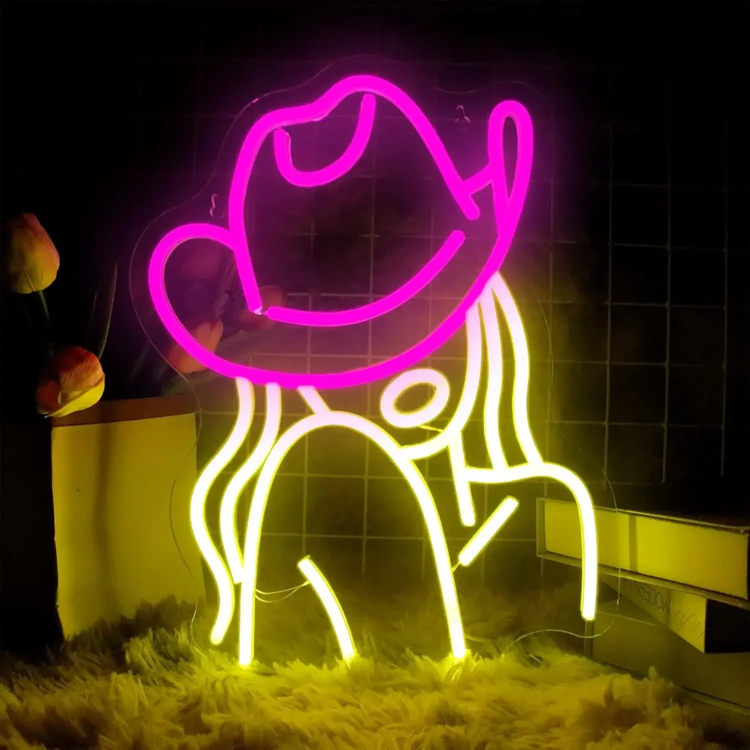 

Cowgirl Led Neon Sign Dimmable Neon Light Wall Decor For Room Decor Party Birthday Handmade Gift Pub Man Cave Bar