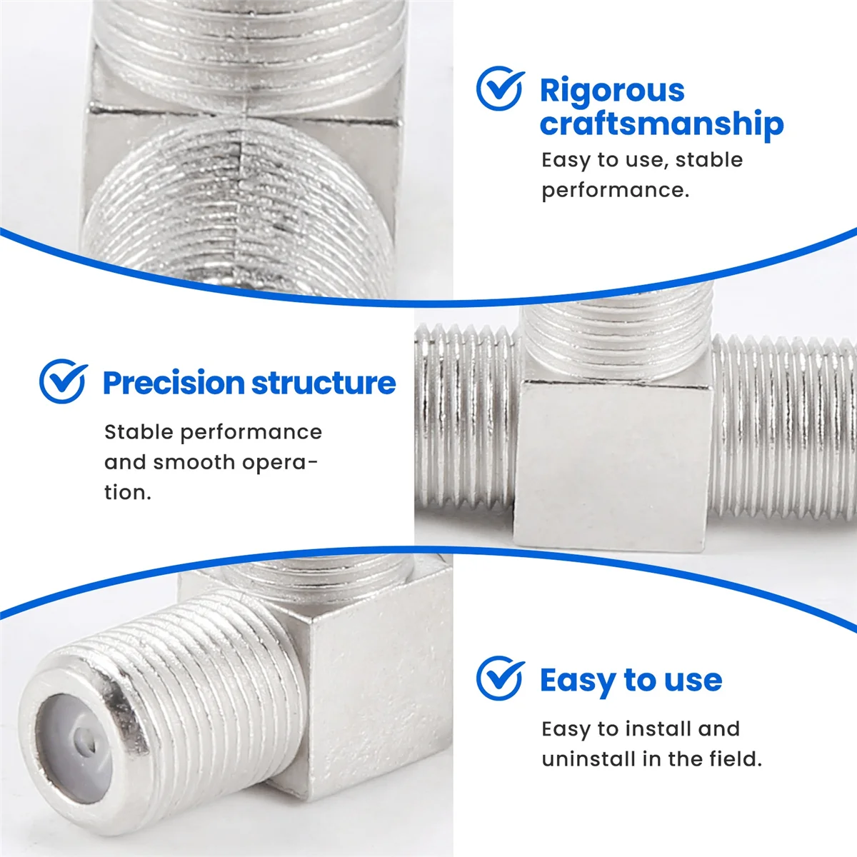 2 قطعة 2-Way F-Type الموحد التلفزيون موصلات محورية محولات RF النجارين