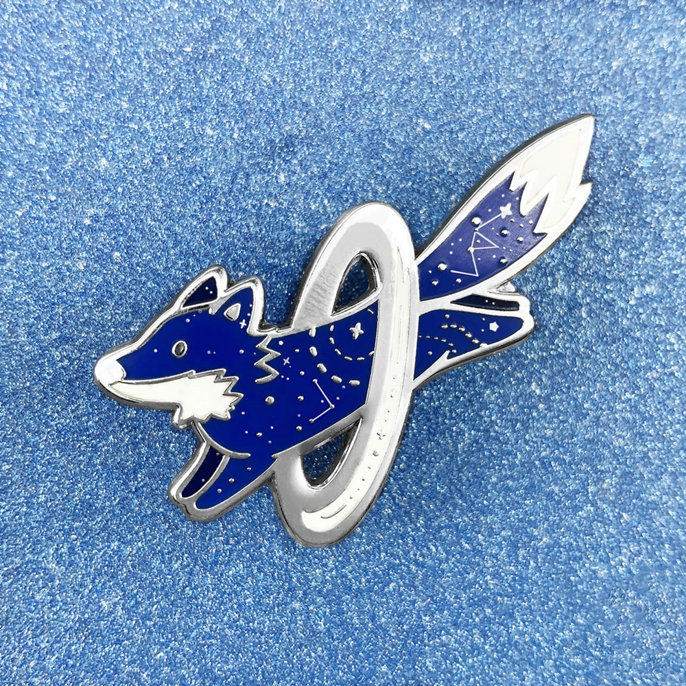 Space Planet Fox Hard Enamel Pin Kawaii Cartoon Celestial Star Animal Metal Brooch Accessories Fashion Badge Jewelry Gift