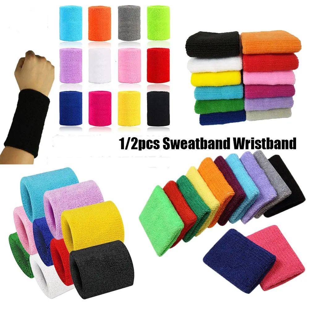 1/2pcs Hot Brace Wraps Guards Unisex Soft Comfortable Tennis Hand Bands Gym Sweat Wristband Sport Sweatband Cotton Wrist Band