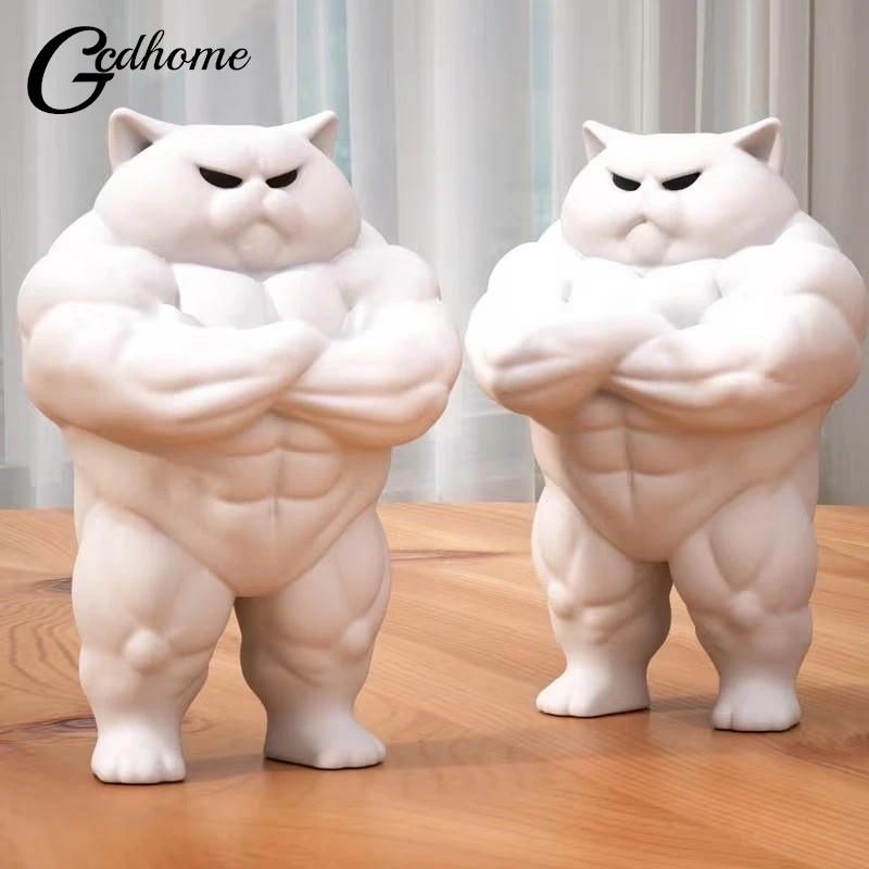 White Muscular Cat, Capybara, Cow, And Tiger Statues, Durable Plastic Home Decorations, Perfect Gift, Interior Living Room Décor