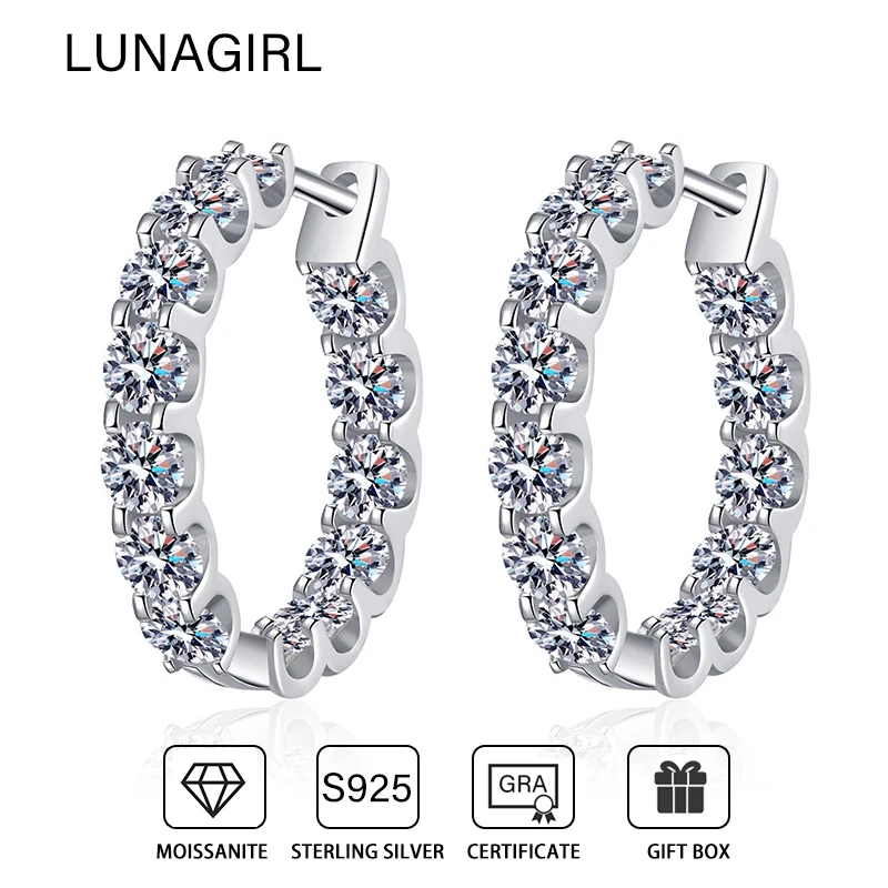 

S925 Sterling Silver 2.6ctttw Full Moissanite Diamond Hoop Earrings with GRA Certificate Trendy Luxury Jewelry for Women Gifts