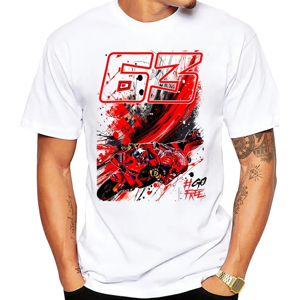 

Francesco Pecco Bagnaia 63 GP Race 1 Legend Riding Classic T-Shirt Unisex Hip Hop Boy Casual Tshirt Motorcycle Sport White Tees