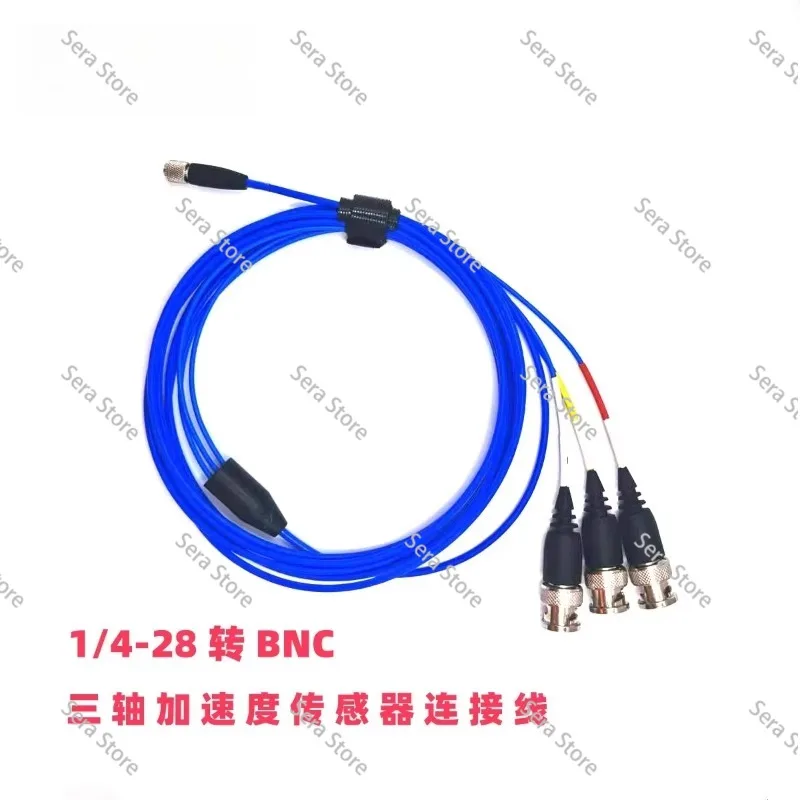 1/4-28 UNF To BNC Four-core Connector for PCB Three-axis Sensor Vibration Acceleration Cable