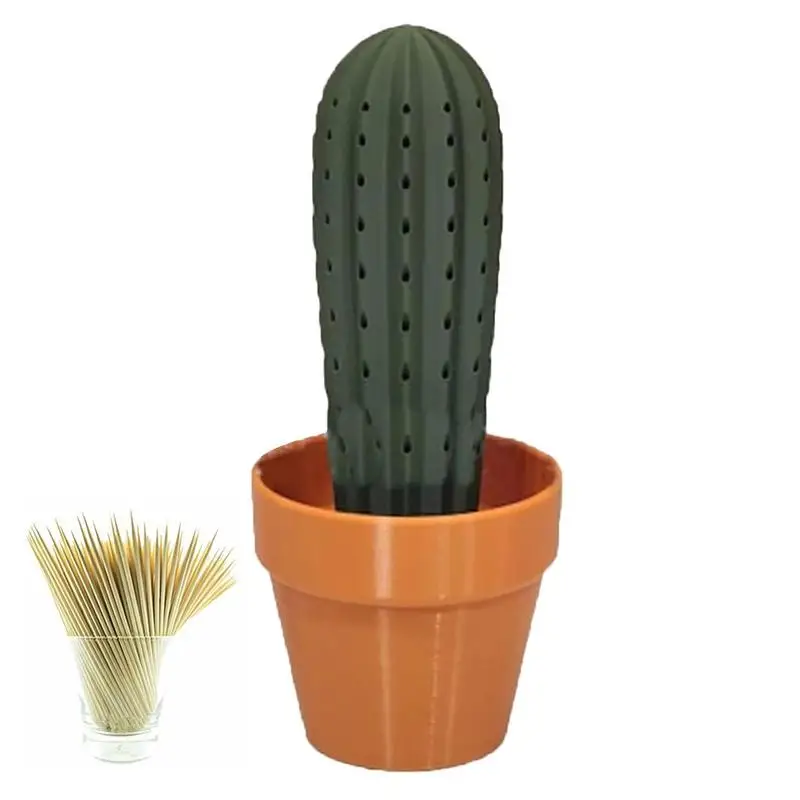 3D Printed Cactus Toothpick Dispenser House Plant Cacti Toothpick Holder Round Tooth Picks Funny Home Table Decoration