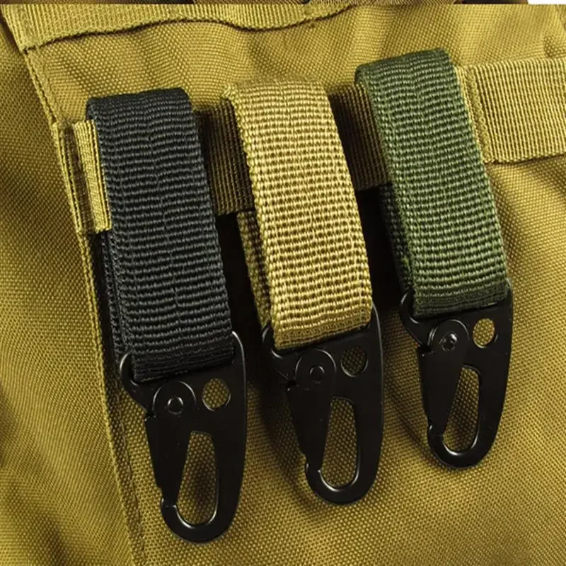 Carabiner 고강도 나일론 키 후크 MOLLE 웨빙 버클 교수형 시스템 벨트 버클 교수형 캠핑 하이킹 액세서리