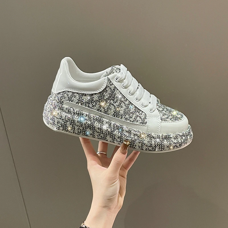 

Женские повседневные кроссовки с модными стразами, люксовые туфли, женская обувь 2026 года, новые уличные спортивные туфли на платформе, Zapatos Mujer