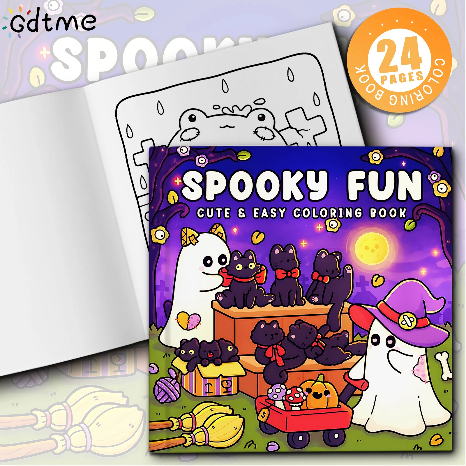 SPOOKY FUN CUTE & EASY Coloring Book for Adult Relieve Stress Kill Time DIY Painting Drawing Book Bold Spooky Halloween Patterns