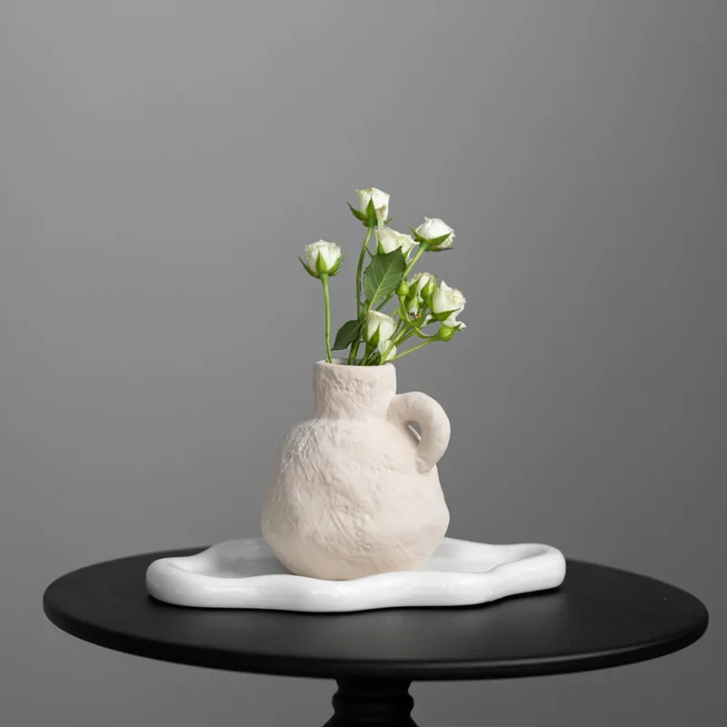 CAPIRON Ceramic Mini Bud Vase Stone Like Small Flower Pot Home Room Interior Decoration Book Shelf Desktop Mantel Decor Gifts