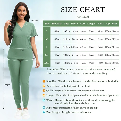 Imagen 2 del producto Uniforme de limpieza para mujer, Top exfoliante de enfermería, pantalones, traje médico, Ropa de Trabajo de niñera pediátrica, bata quirúrgica para quirófano, venta al por mayor