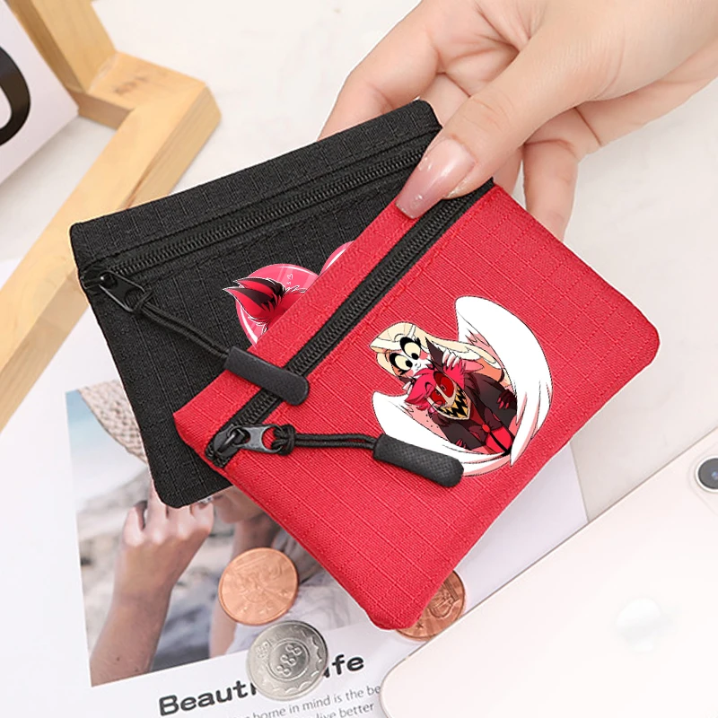 

Hazbins Hotel Series Мини-кошелек для монет Мультяшный холст Кошелек на молнии Сумка для денег Держатель кредитной карты Kawaii Сумка для хранения ключей Подарки