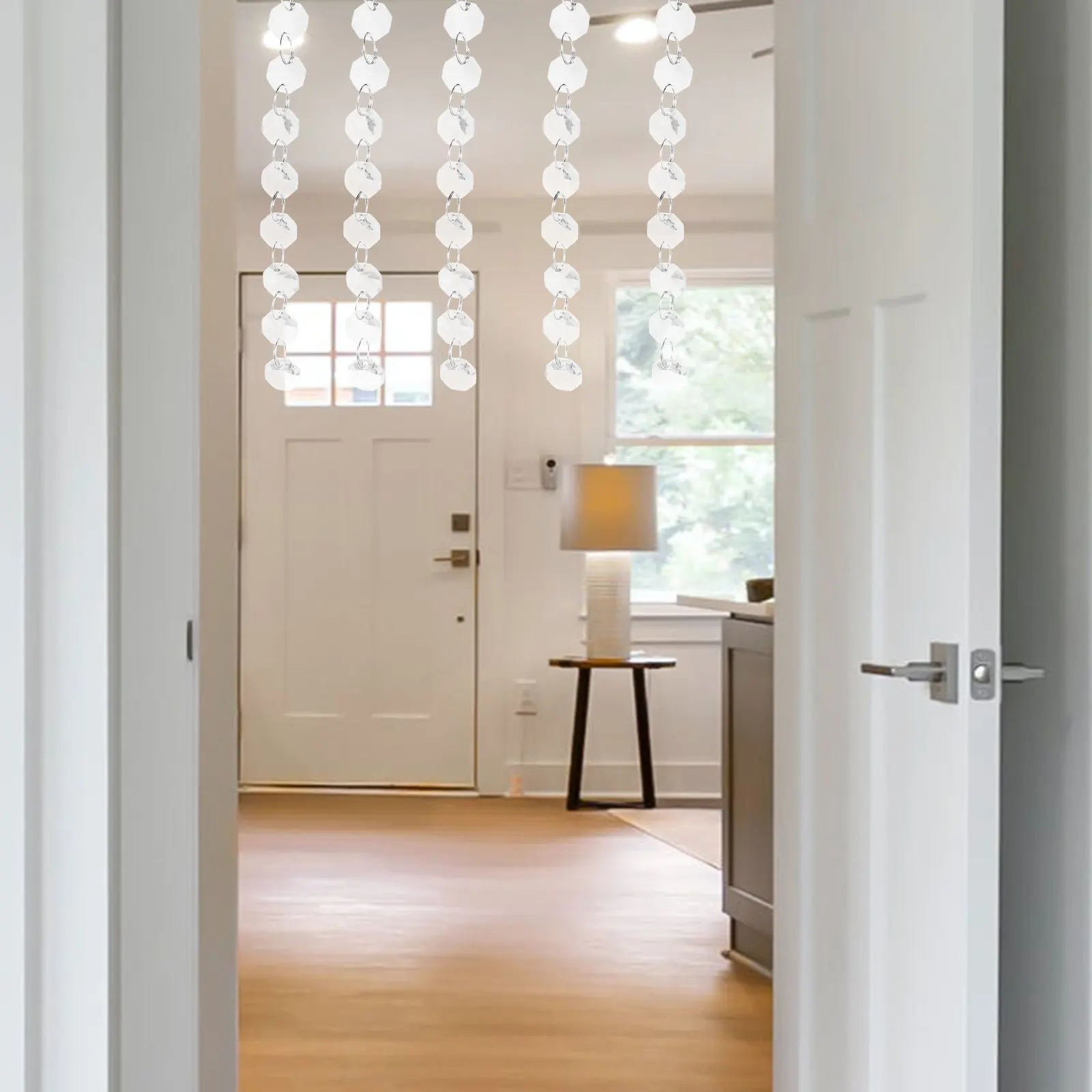 

Octagon Beads Chain Glass Beads Strand Decorative Hanging Living Room Door Curtain Garland Chandelier Bead String Ornament