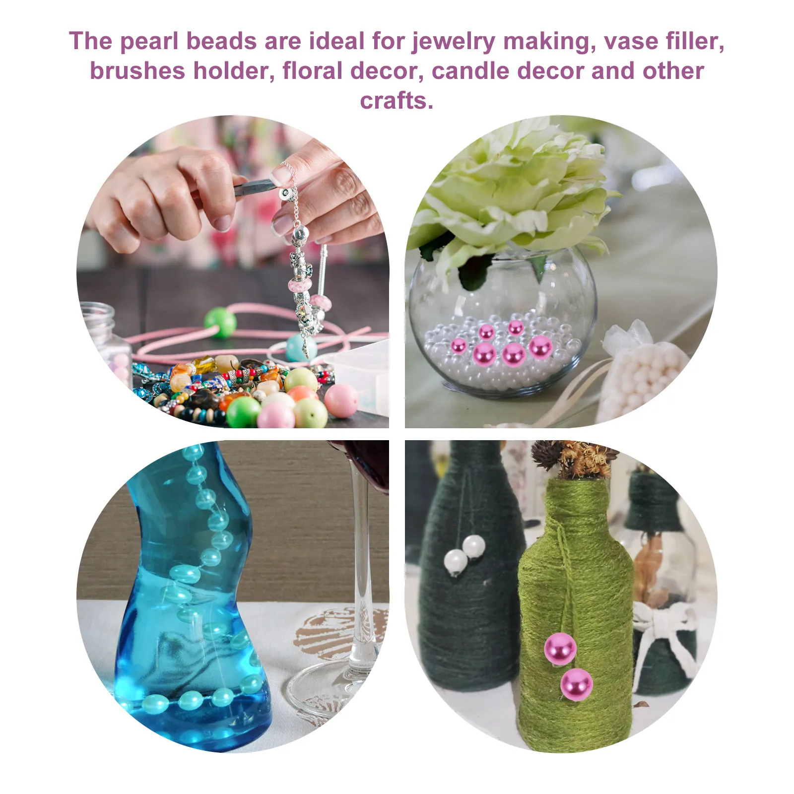 

200 шт. искусственных жемчужин без отверстия, пластиковые имитации жемчуга для декора ваз, рукоделия, украшений, без отверстия