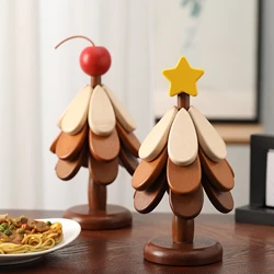 3Pcs 나무 플레이스 매트 내열성 패드 나무 음료 코스터 트리 아트 장식 요리 냄비 그릇 주전자 냄비 홀더 식기