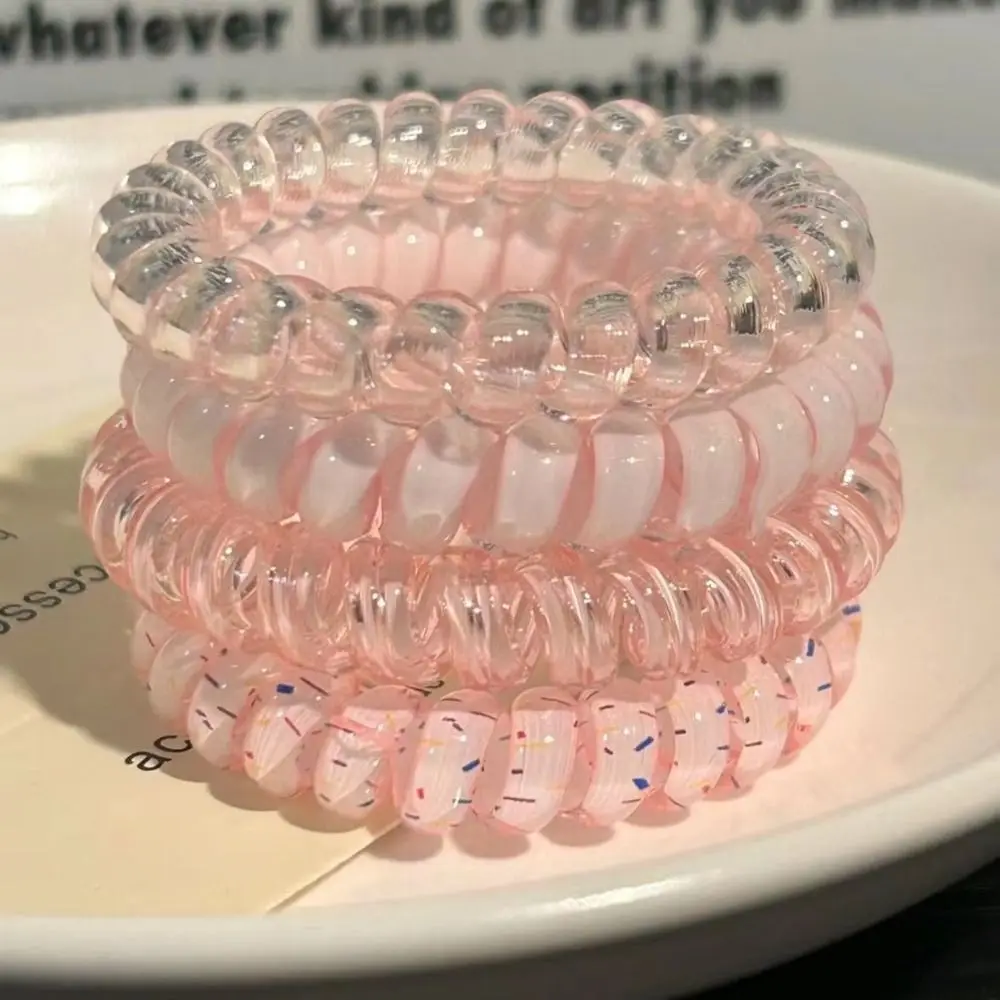 Laço de cabelo estiramento espiral cabo anel de cabelo corda de cabelo scrunchies doce elástico laço de cabelo headwear colorido multicolorido fio de telefone