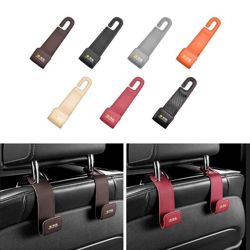 2pcs Car Seat Back Headrest Hook Leather Hanger Auto Interior Accessories For Renault Koleos Kadjar Scenic Megane Sandero Grand
