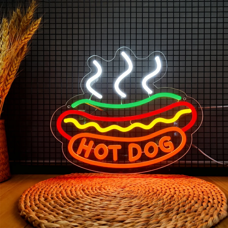 لافتة نيون من سلسلة الوجبات السريعة، مصباح حائط للأعمال أيقونة الطعام، يستخدم لمطاعم الوجبات السريعة والمطاعم وديكور فني للمطبخ.