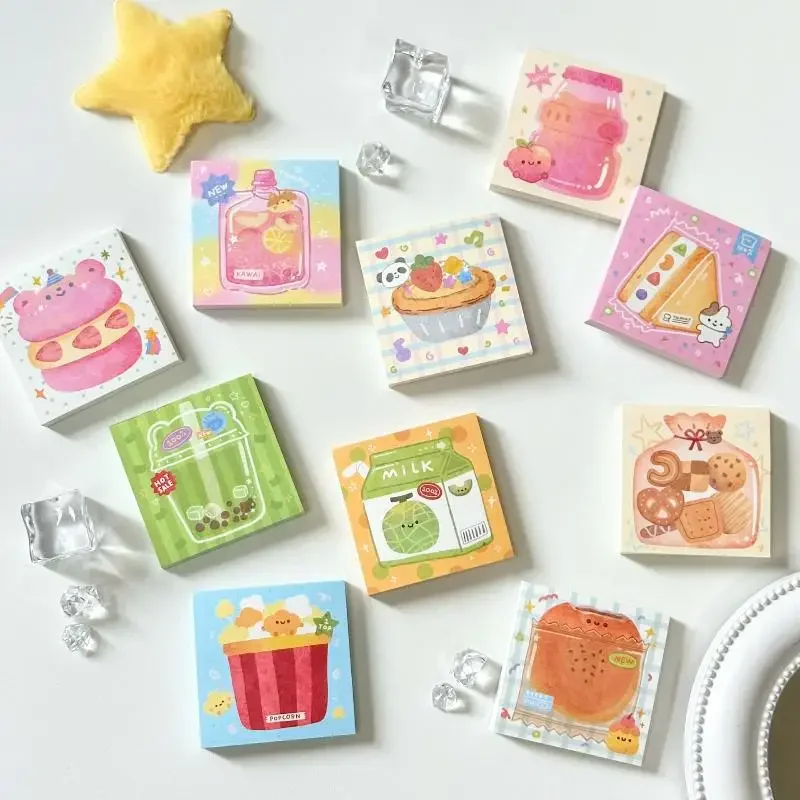 3 pezzi simpatico cartone animato serie alimentare adesivo memo carta messaggio fai da te non appiccicoso messaggio note materiali fatti a mano decorazione album