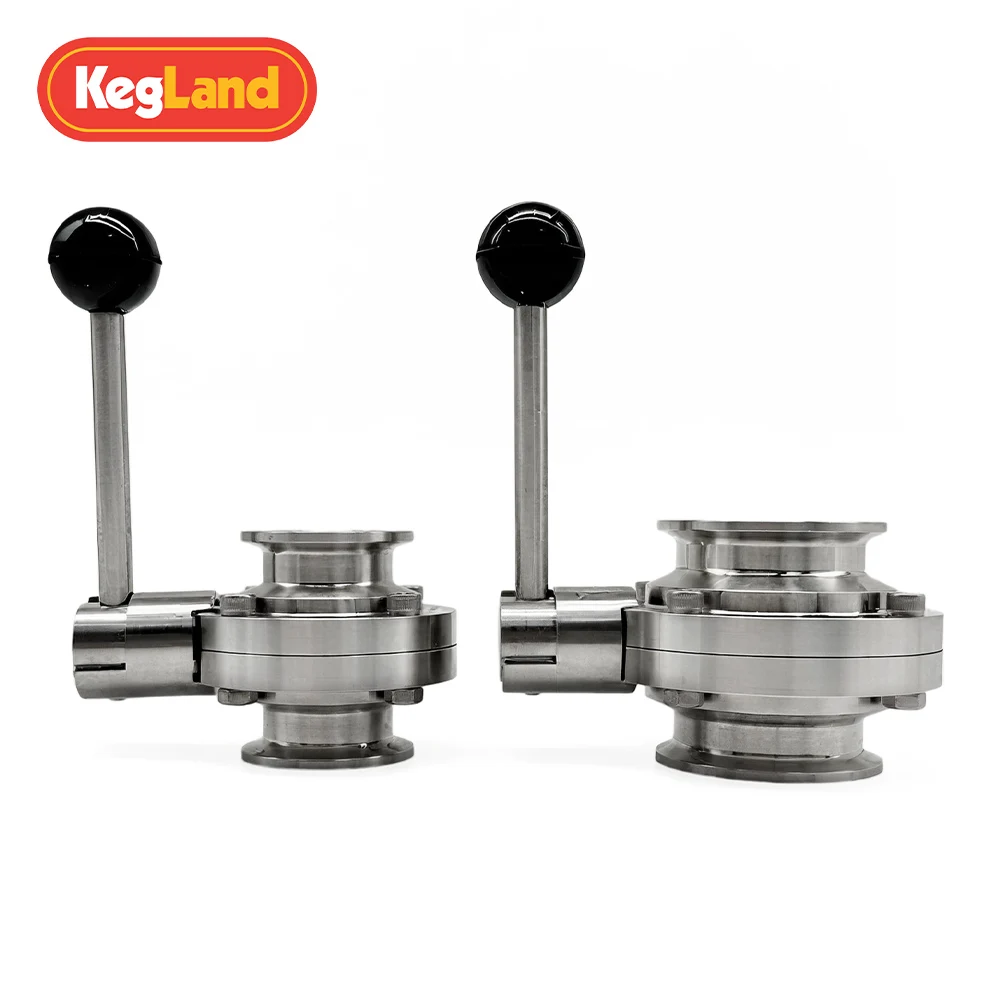 KegLand Sanitary 1.5/2 Inch Tri Clover Butterfly Valve Stainless Steel Adaptor Commercial Craft Brewing Home Brew