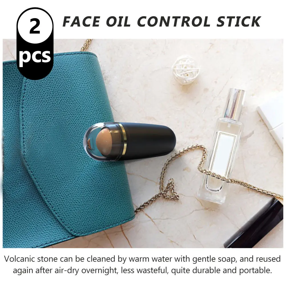 2er-Set Absorbierende Roll-on Ölkontroll-Sticks für das Gesicht – Mattierendes Hautpflege-Tool, tragbar für Zuhause, Fitness-Studio, Büro und unterwegs