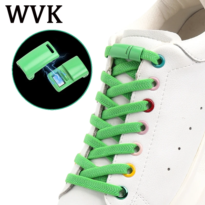 Elastic Shoelaces Magnetic Metal Lock No Tie Shoe Laces For Sneakers Quickly Put On And Take Off In 1 Second Lazy Shoelace