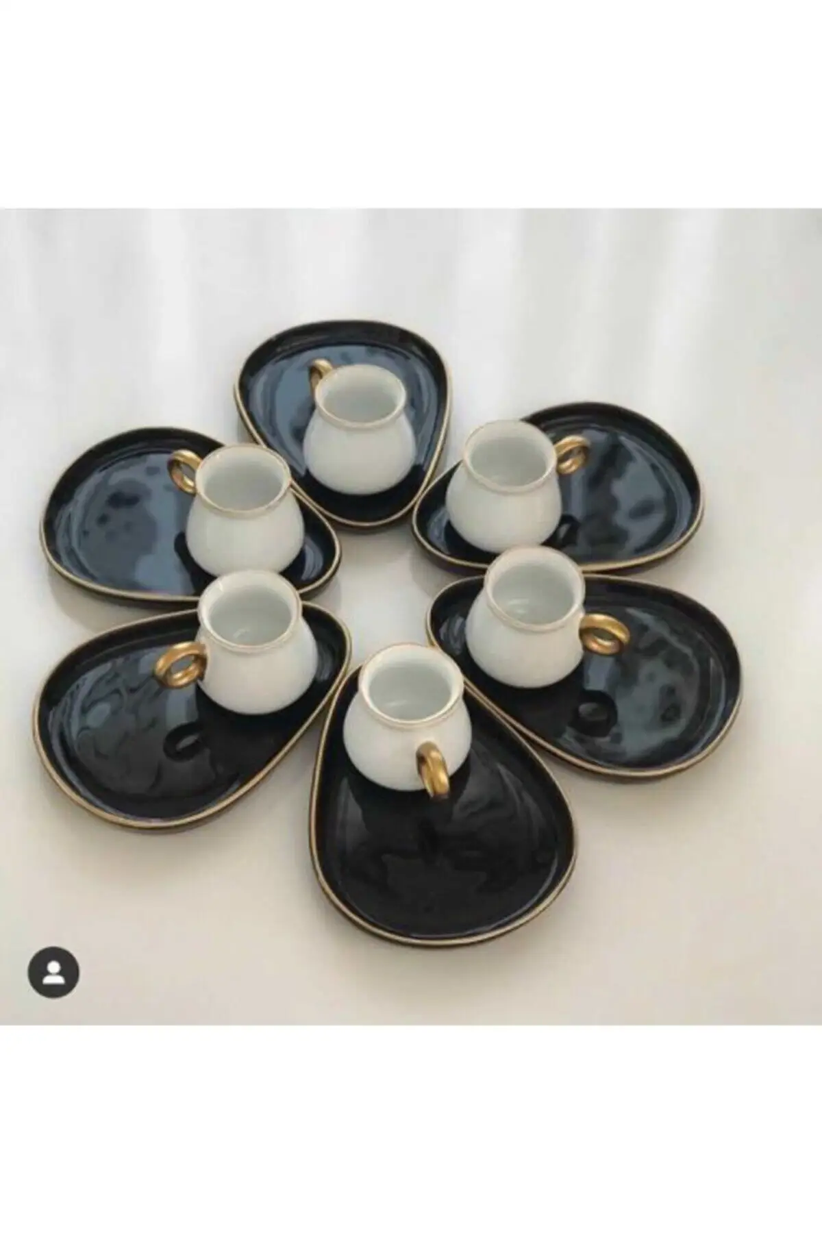 Oval drop presentation table coffee cup with tray coffee cup