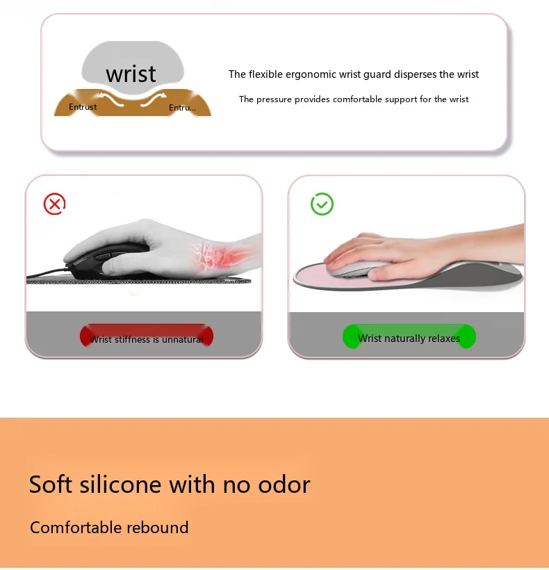 Große Silikon-Handgelenkauflage Mauspad Ergonomische Schreibtischunterlage für Büro und Gaming 10 Klassische Farboptionen – Detail 5