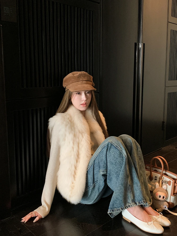 

Женский меховой жилет из норки Moonlight с градиентной окраской, премиум-класса, теплый, не впитывающий влагу, в корейском стиле, для повседневной носки, ветрозащитный