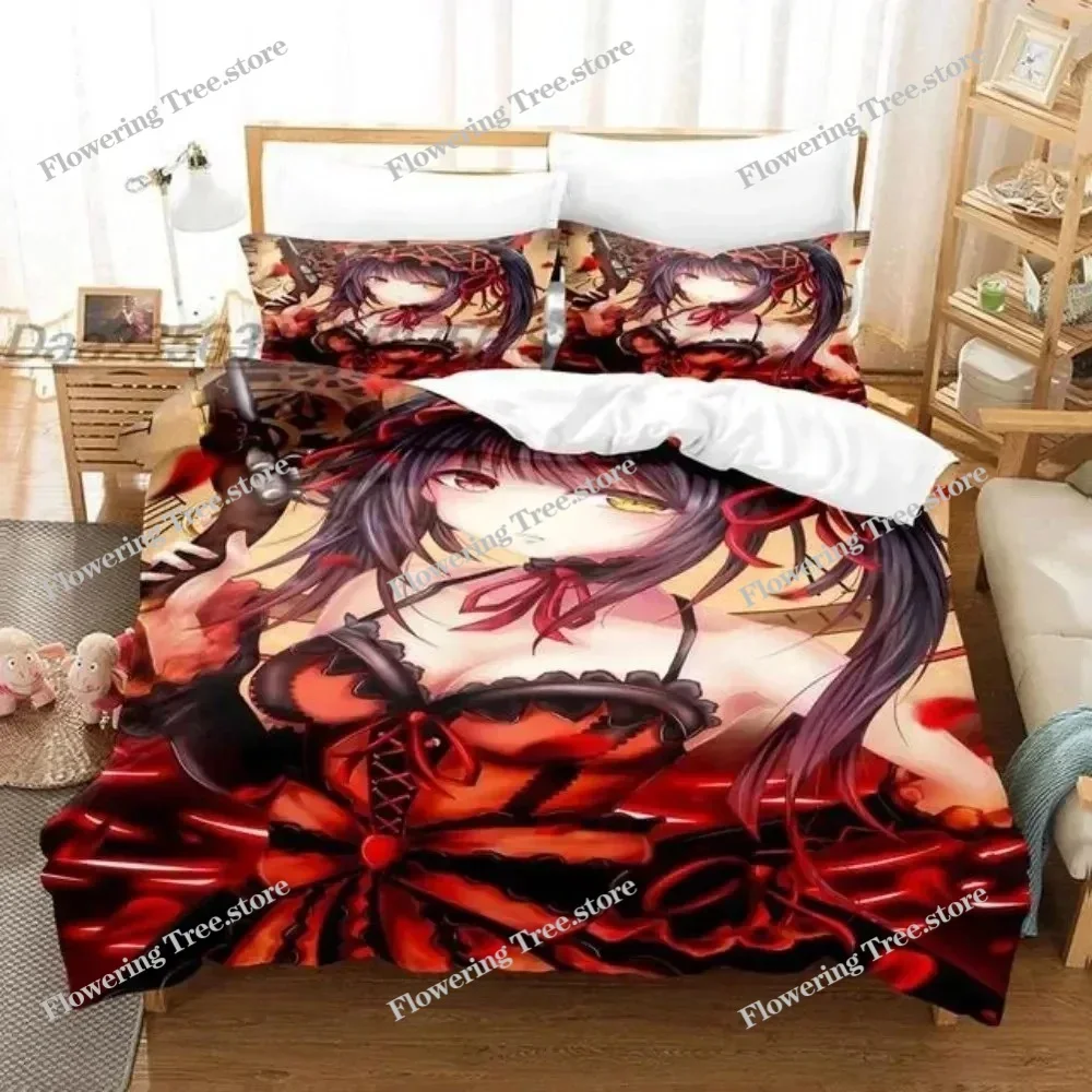 

A-Anime Date A Live Kurumi Tokisaki Bedding Set Boys Girls Twin Queen Size Duvet Pillowcase Bed Kids Adult Customizable 025