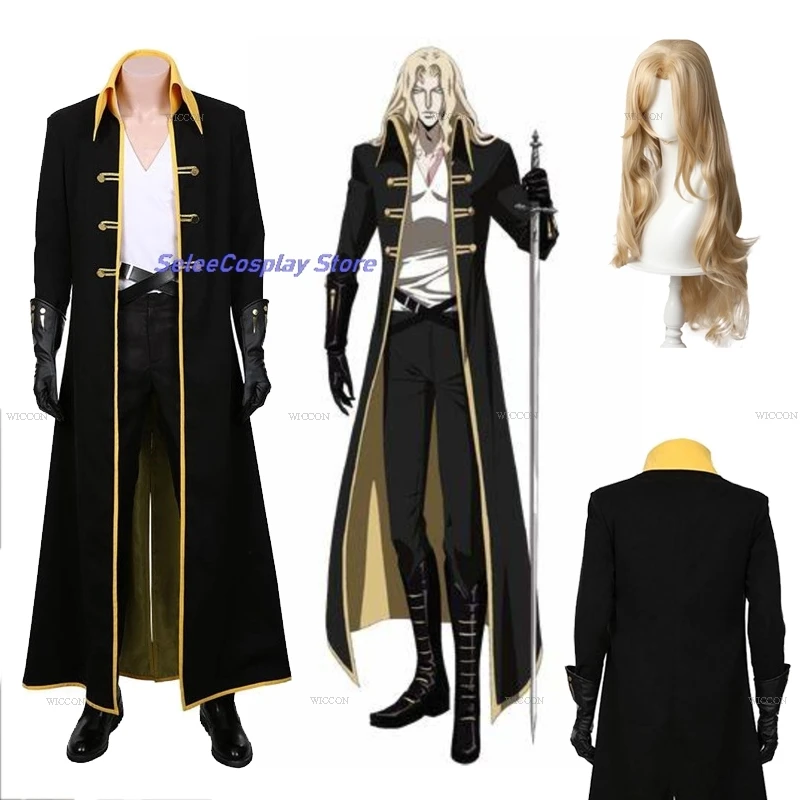

Castlevania Adrian eleaepes Arukado Alucard Косплей Костюм Парик Наряд Аниме Стиль Хэллоуин Вечеринка Ролевая Игра Мужской Костюм Пальто Брюки