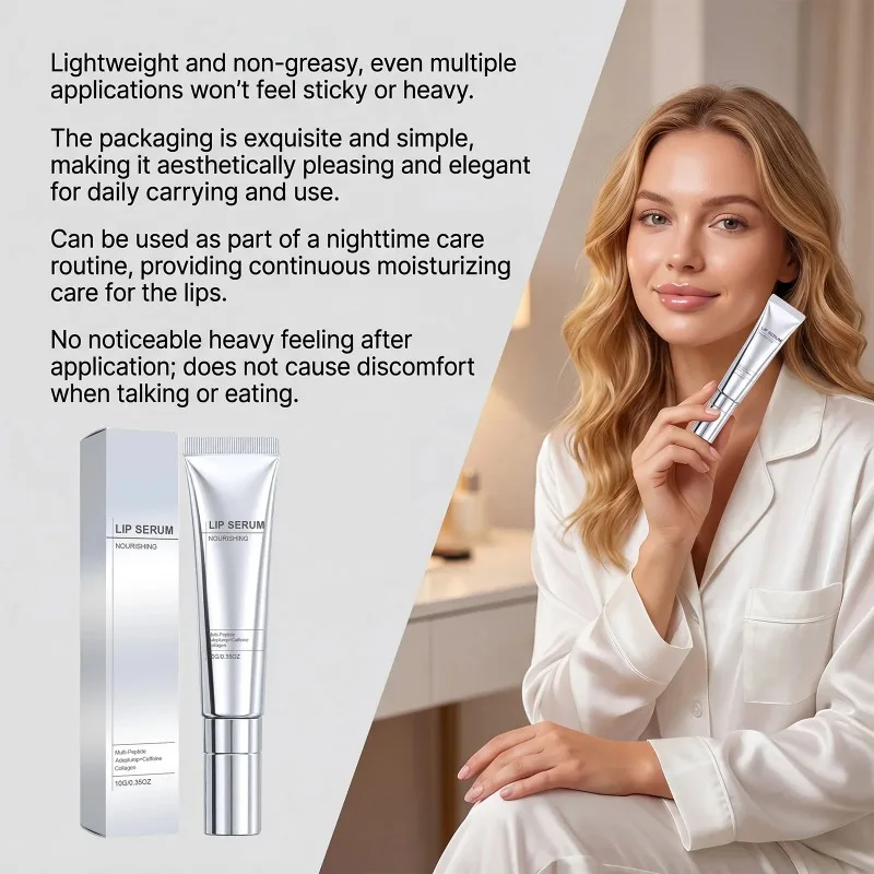 Multi-Peptide Collagen Caffeine Lip Serum Plumping Lip Essence Nourish Dry Cracked Lips Reduce Lip Fine Lines Night Lip Care 10g