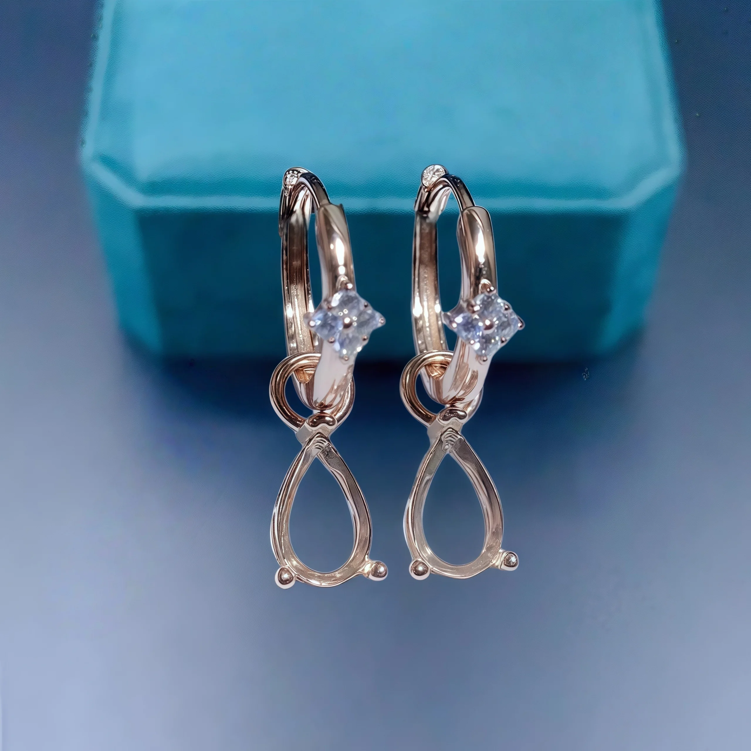 

Fashion DIY Earrings Empty Holder S925 Sterling Silver Setting 5*8mm Water Drop Stone Fine Charm Weddings Jewelry for Woman