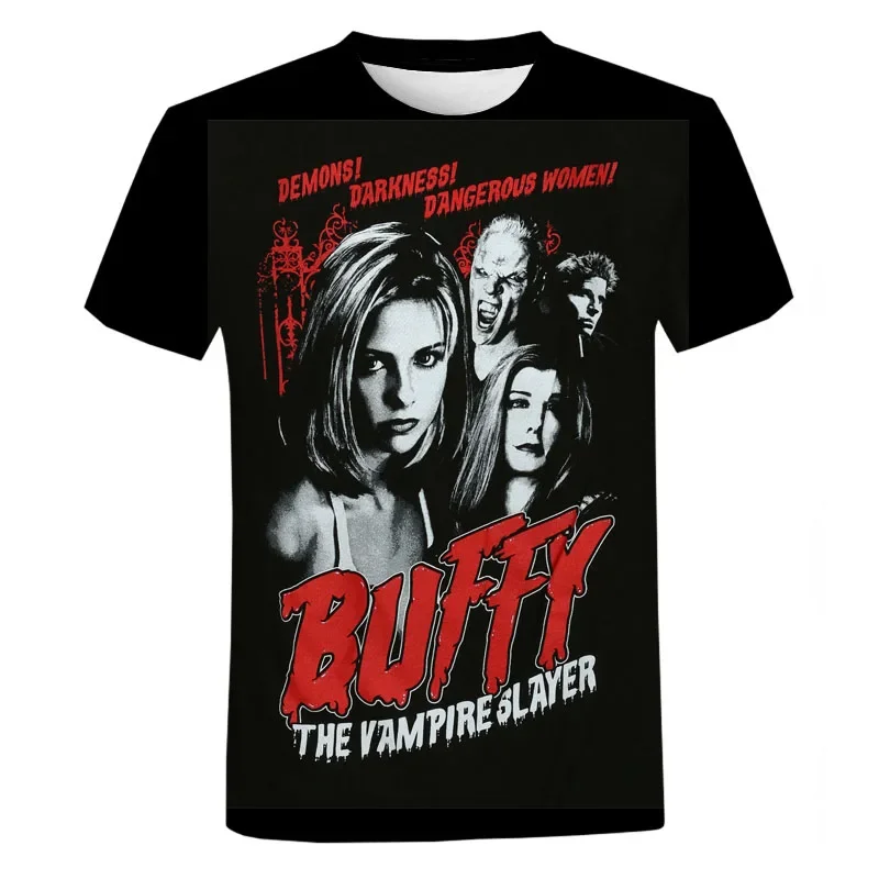 TShirts Movies Buffy The Vampire 3D Print Summer Tees Crew Neck Short Sleeve Casual TShirt Oversize Men Women Kids Tops Clothes