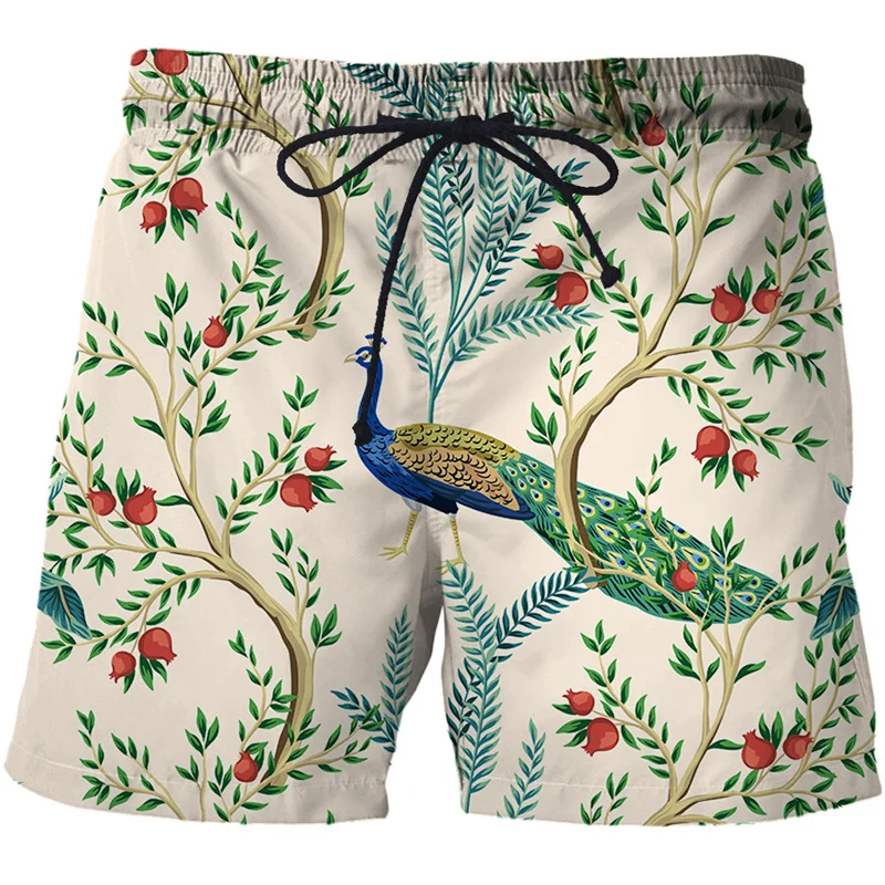 Summer Woods Peacock Short Pants Women Men 3D Printed Swimsuit Swim Trunks Beach Shorts Skateboard Sport Cool Gym Ice Shorts