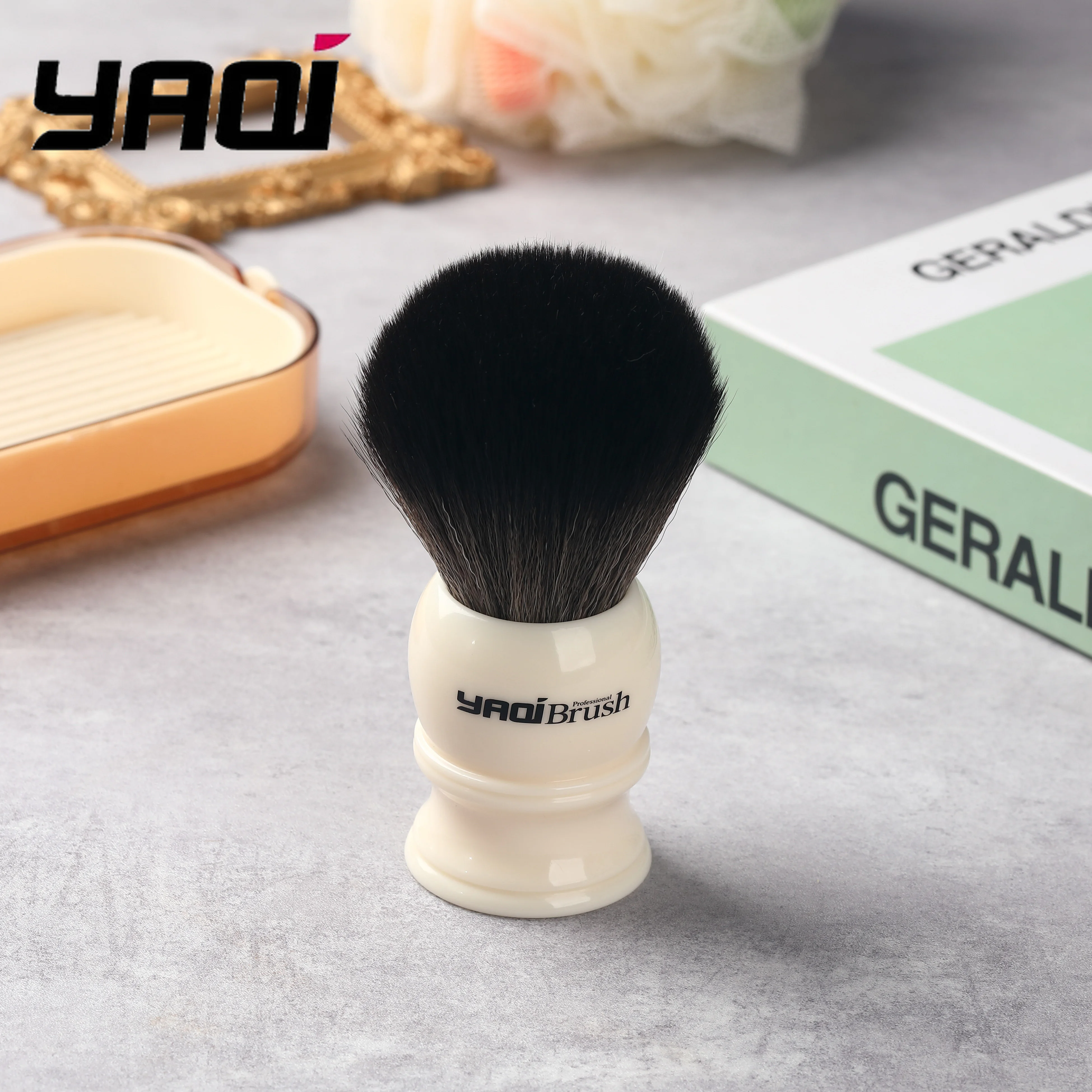 

Кисть для бритья Yaqi 2026 из синтетического ворса, 30 мм, с белой ручкой, аксессуар для мужского ухода