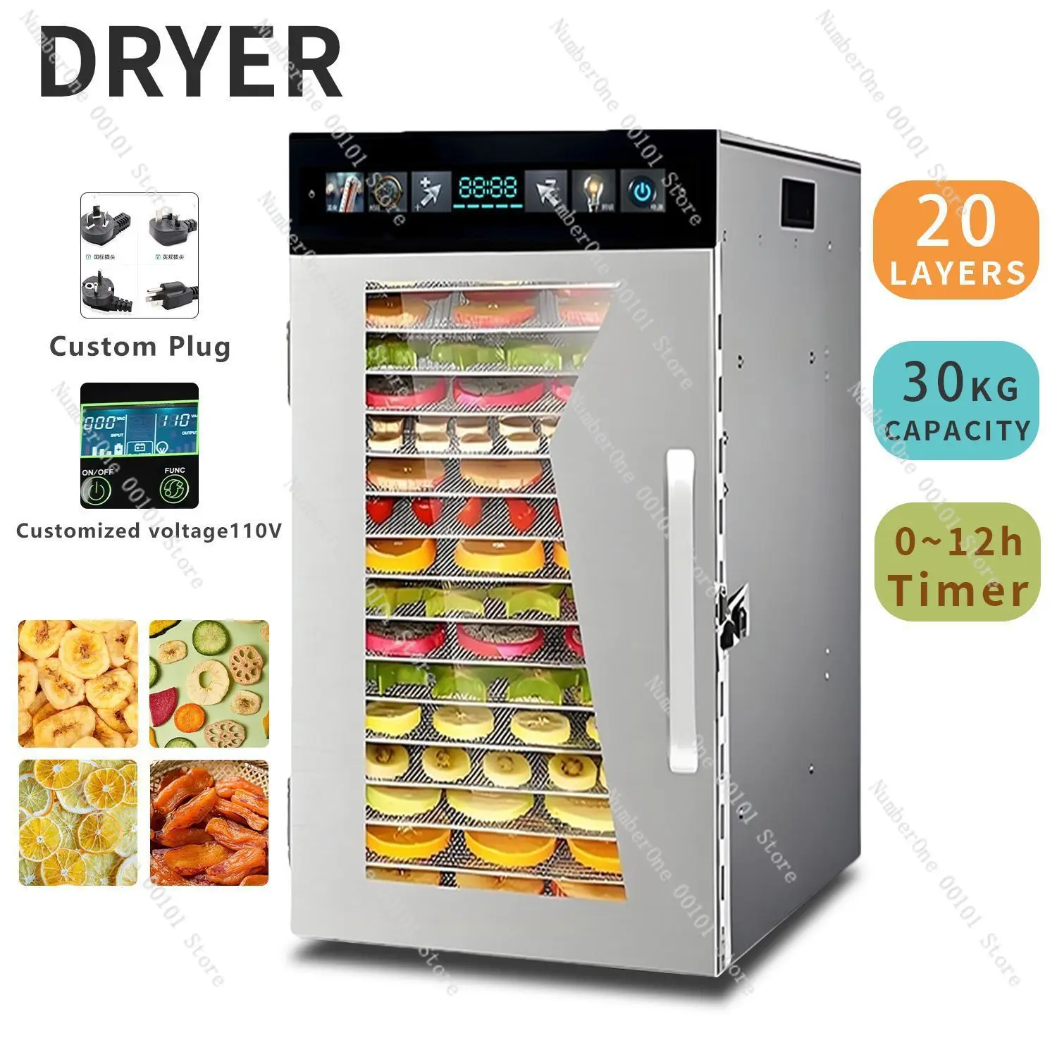 Dried Fruit Machine Fruit and Vegetable Food Dryer Household Meat Jerky Pet Food Dehydrator Air Dryer 110V220V