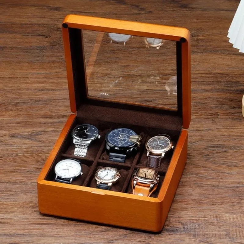 Solid Wood Watch Box Household Watches Storage Case Large Capacity Wrist Watch Display Boxes Portable Watches Collection Cases
