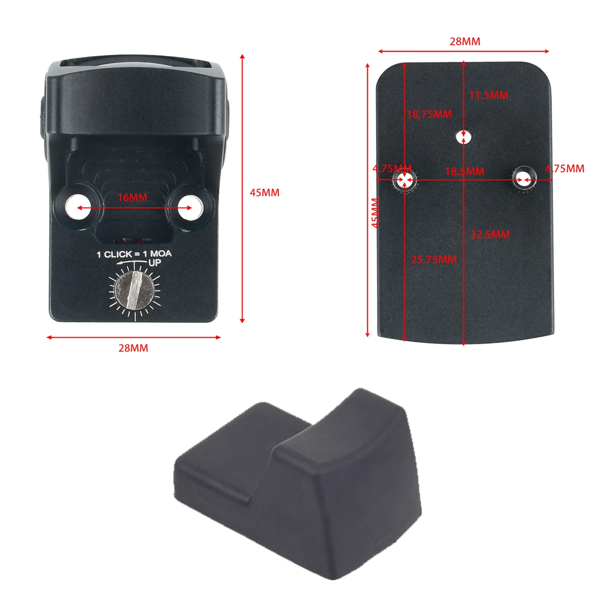 Tactical Universal GLK Rear Sight Mount RM Red Dot Sight Plate Base Red Dot Optics Sight Mount Fit For RM MR SR VISM G17 G19 G23