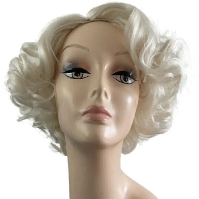 

Women Short Wig Wavy Curly Light Blonde Bob Synthetic Cosplay Party Wigs