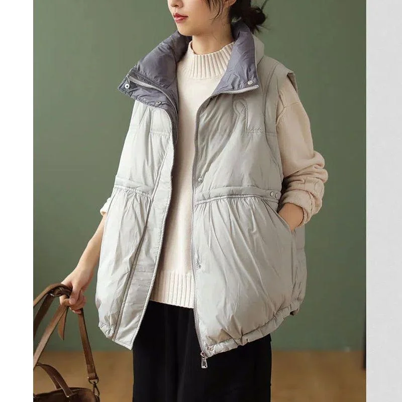 

Lightweight Loose White Du down Jaet Svel Winter Clothes Warm Casual All-Match Net Color New Sle for Women