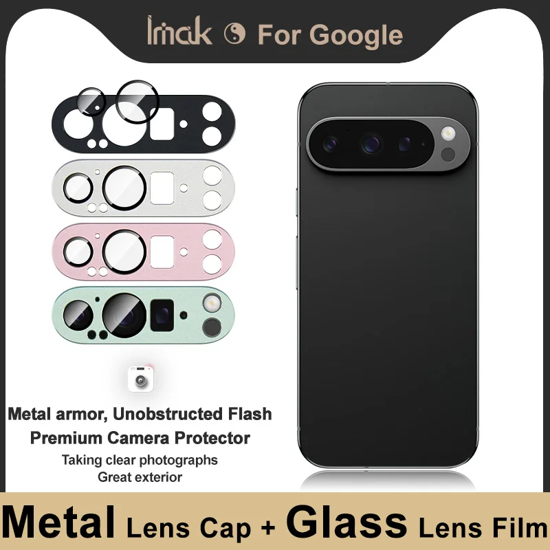 Imak Metal Armor Premium Camera Protector Metal + Glass Lens Film for Google Pixel 9 , Pixel 9 Pro XL , Pixel 9 Pro