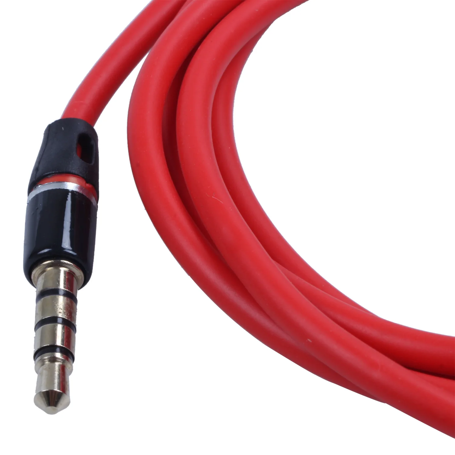 Neues 3,5 mm 1/8 Zoll Stecker auf Stecker 4-poliges Auto-AUX-Audiokabel Kabel Aufnahme Kopfhörer ROT