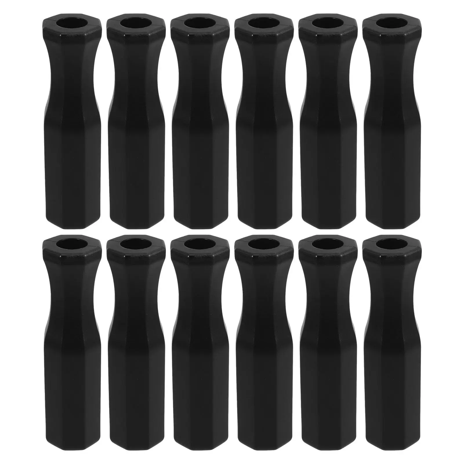 

12Pcs Foosball Table Handle Grips Octagonal Plastic Replacement Handles Black Foosball Parts Table Soccer Accessories
