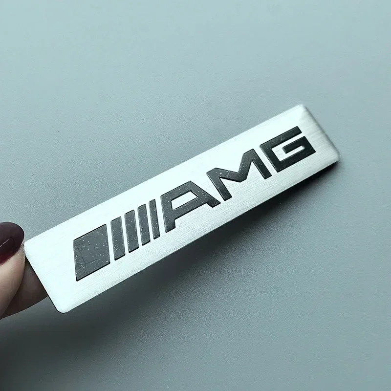 9x2 см тонкая алюминиевая этикетка-наклейка, эмблема автомобиля, табличка с логотипом, значок консоли, аксессуар для Mercedes Benz AMG, серебристый, черный