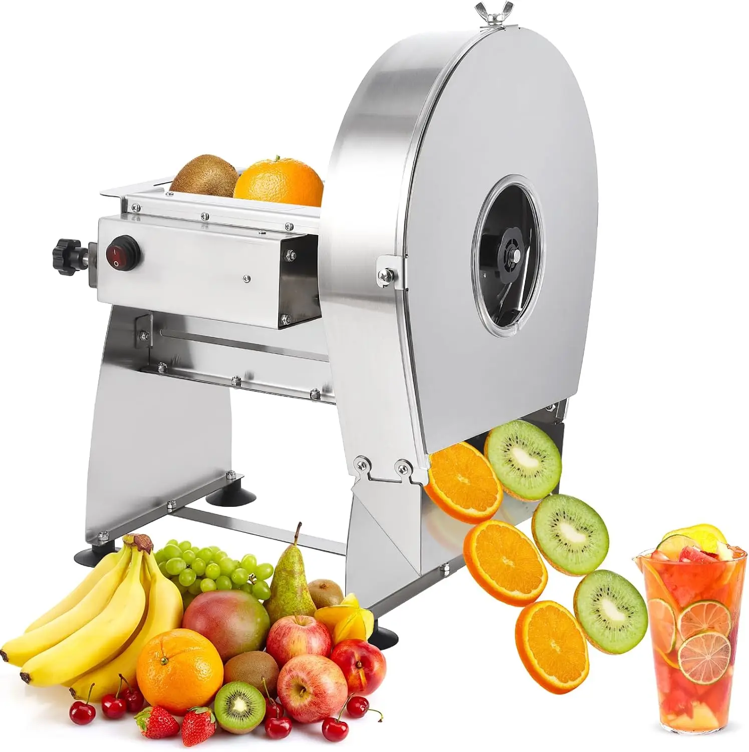 Commercial Vegetable Fruit Slicer Electric Onion Potato Slicing Machine 0.2-10Mm Thickness Adjustable Stainless Steel Food