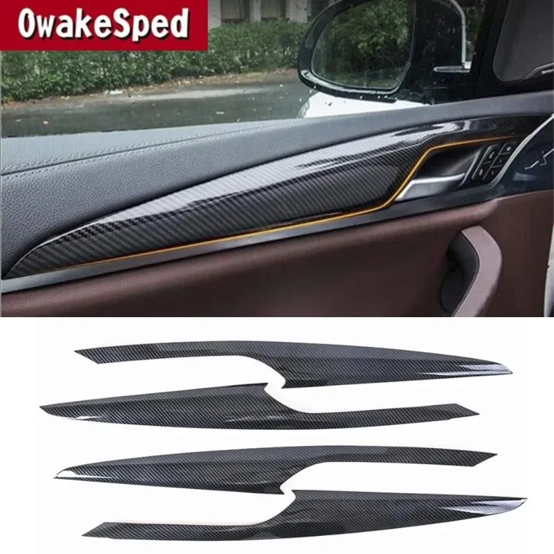 For BMW X3 G01 G08 2018 Car Door Panel Decoration Cover Trim Strips Sticker Carbon Fiber Pattern Interior Accessories Decals