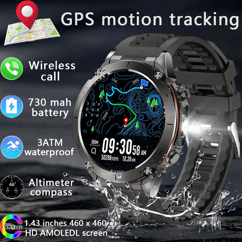 

Новые уличные GPS Смарт-часы 1,43 "AMOLED 10ATM Водонепроницаемый браслет Компас Спортивный трекер BT Call Smartwatch Мужские для Xiaomi IOS