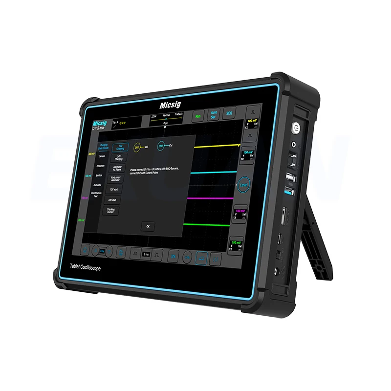 Micsig-Oscilloscope numérique à usage général, panneau plat, déterminer portable, tablette tactile complète, test automatique 200MHz, STO2002